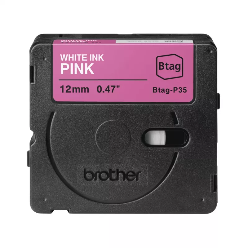 Juostelė etikečių spausdinimui Brother BTAG-P35 balta ant rožinės 1,2 cm 4 m
