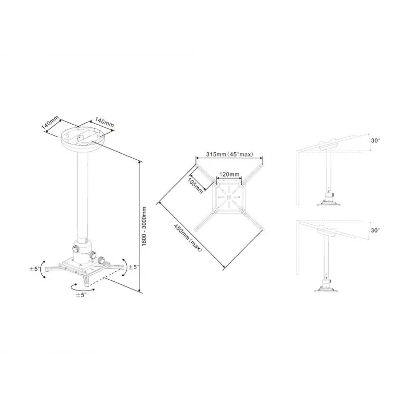 Multibrackets M Universal lubinis projektoriaus laikiklis 1600-3000 su Fine tune