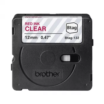 Lipnių etikečių juostelė Brother BTAG-132 raudona ant skaidraus 1,2 cm 4 m