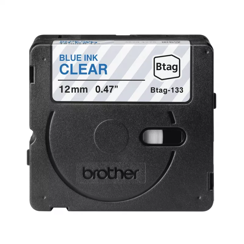 Brother BTAG-133 mėlyna ant skaidrios etikečių juosta