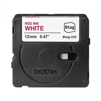Juosta etiketėms Brother BTAG-232 raudona ant baltos 1,2 cm 4 m