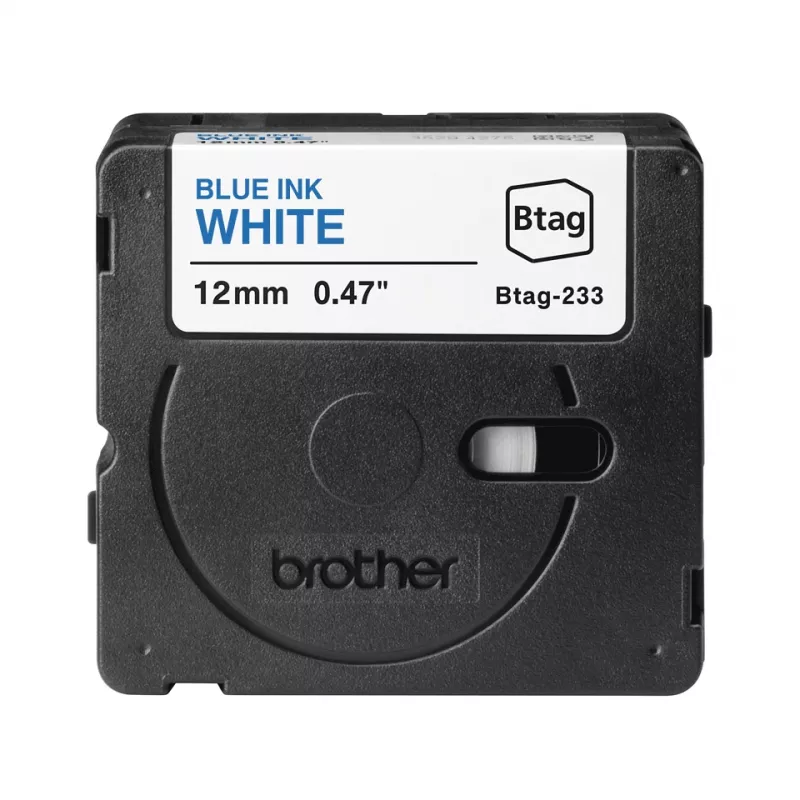 Brother BTAG-233 žymėjimo juosta mėlyna ant baltos