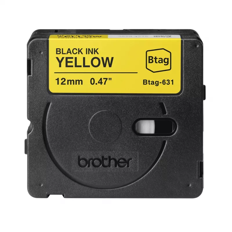 Juosta etiketėms Brother BTAG-631 juoda ant geltonos 1,2 cm 4 m