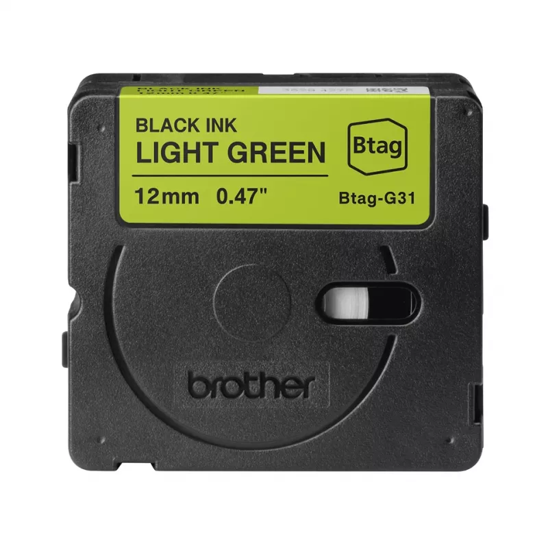 Brother BTAG-G31 juostelė etiketėms, juoda ant žalios, 1,2 cm, 4 m