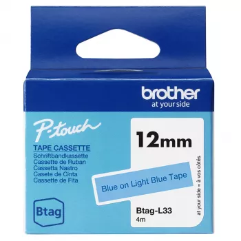 Juostelė etiketėms Brother BTAG-L33 Mėlyna ant šviesiai mėlynos 1,2 cm 4 m