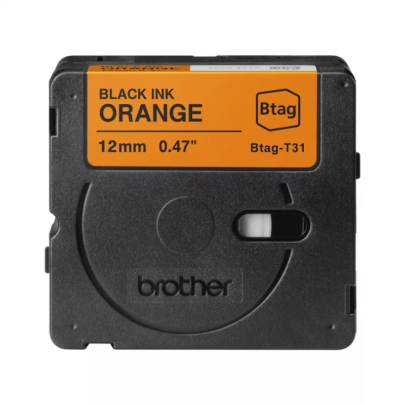 Juosta etiketėms Brother BTAG-T31 Juoda ant oranžinės 1,2 cm 4 m