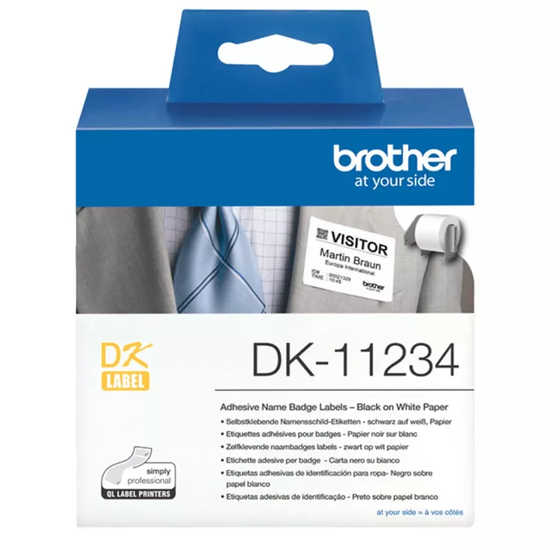 Brother DK-11234 lipnios etiketės lankytojų ženkleliams, balta, 260 vnt.