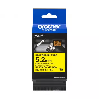 Spausdintuvo juostelė Brother HSE-211E juoda 5,2 mm x 1,5 m