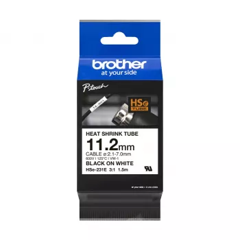 Termosusitraukianti juostelė kabeliams Brother HSe-231E juoda ant baltos