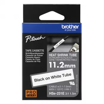 Termosusitraukianti juostelė kabeliams Brother HSe-231E juoda ant baltos