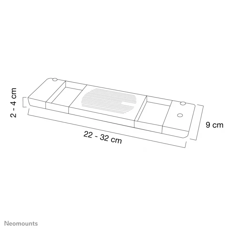Neomounts NSLC200 nešiojamojo kompiuterio aušintuvas 10-22 colių - universalus, juodas, plastmasinis, 10 kg, 55,9 cm (22 coliai), 25,4 cm (10 colių), 0-10°
