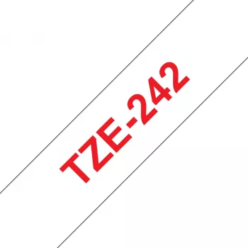 Laminuota juosta Brother TZe242 18mm raudona ant baltos