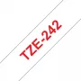 Laminuota juosta Brother TZe242 18mm raudona ant baltos