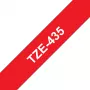 Brother TZe-435 lipni juosta etiketėms, balta su raudonu kraštu, 12 mm x 8 m