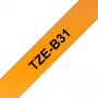 Lipnių etikečių juostelė Brother TZe TZEB31 12mm juoda ant fluorescencinės oranžinės