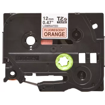 Lipnių etikečių juostelė Brother TZe TZEB31 12mm juoda ant fluorescencinės oranžinės