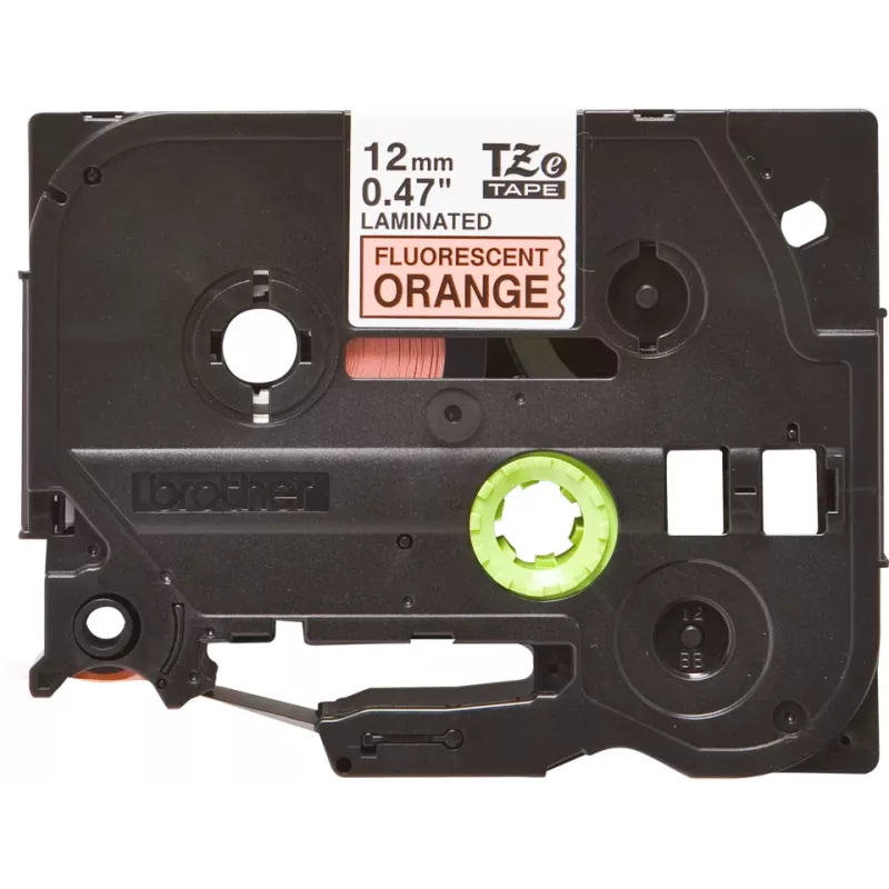 Lipnių etikečių juostelė Brother TZe TZEB31 12mm juoda ant fluorescencinės oranžinės