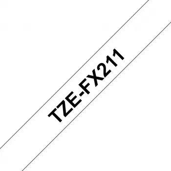 Laminuota juosta Brother TZEFX211 juoda ant baltos 6 mm