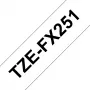 Laminuota juosta Brother TZEFX251 juoda ant baltos 2,4 cm