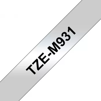 Brother TZe-M931 juostelė etiketėms, juoda ant sidabrinės, 12 mm x 8 m