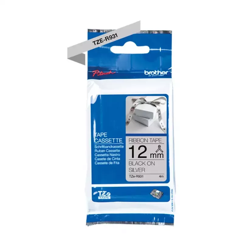 Brother TZE-R931 juostelė etiketėms spausdinti Juoda ant sidabrinės