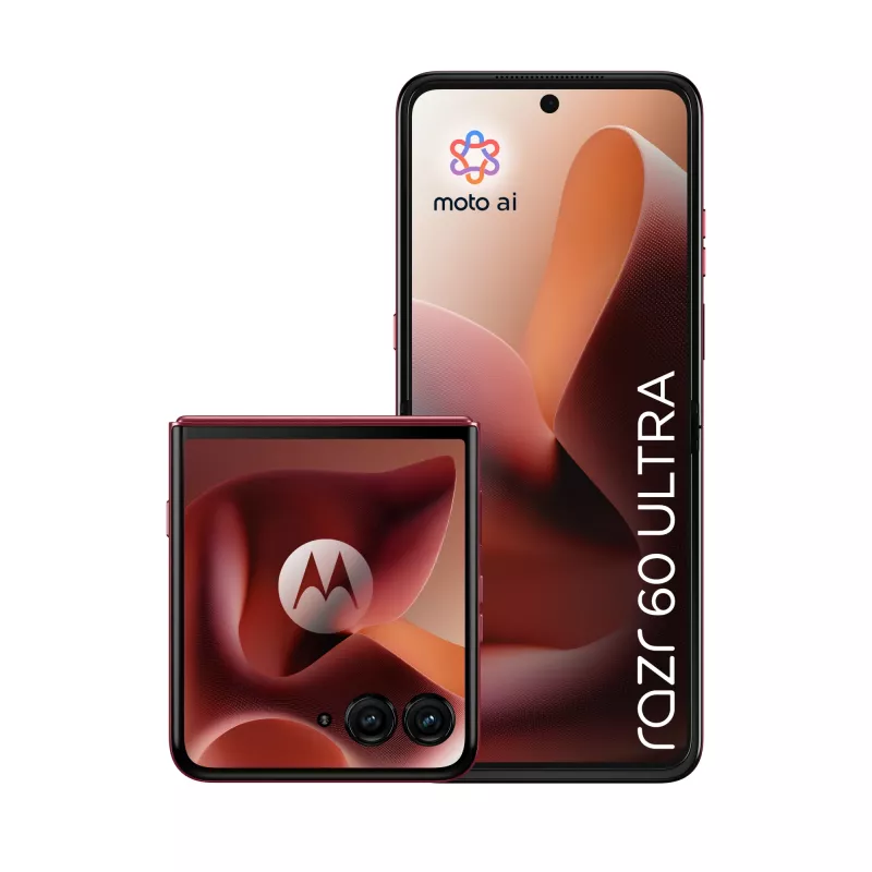 Motorola razr 60 ultra 17.7 cm (6,96 colio) sulankstomas išmanusis telefonas su dviguba SIM kortele, Android 15, 5G, USB Type-C, 16 GB RAM, 512 GB atminties, 4700 mAh, bordo spalvos