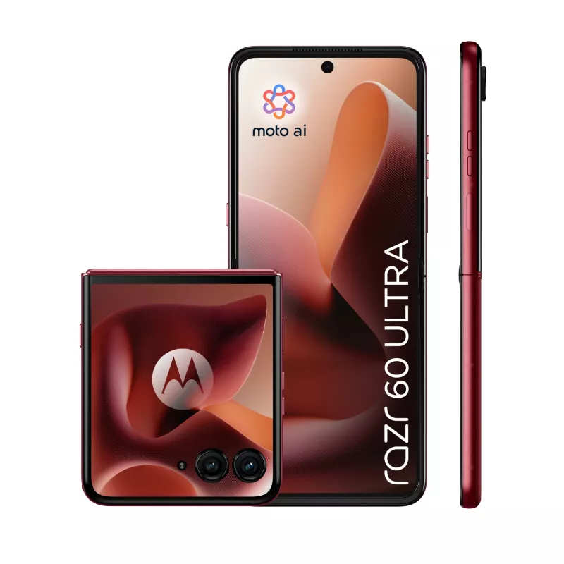 Motorola razr 60 ultra 17.7 cm (6,96 colio) sulankstomas išmanusis telefonas su dviguba SIM kortele, Android 15, 5G, USB Type-C, 16 GB RAM, 512 GB atminties, 4700 mAh, bordo spalvos