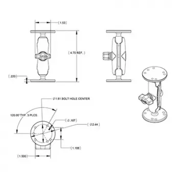 Universalus dvigubo rutulio laikiklis RAM Mounts RAM-B-101U
