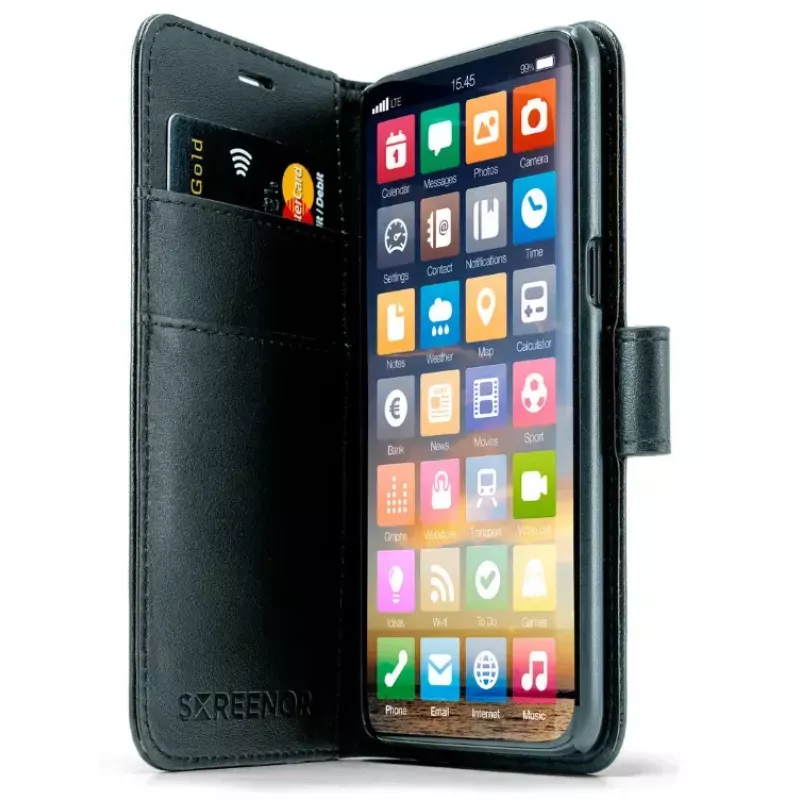 Screenor SMART dėklas-piniginė Samsung Galaxy S25 Edge 17 cm juoda