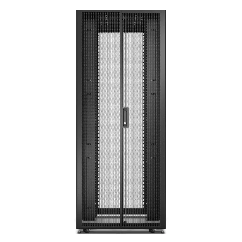 APC Easy Rack 42U stovas juodas su stogu, ratukais, kojelėmis, 4 kronšteinais ir šoninėmis plokštėmis, be dugno, 1991x800x1000 mm