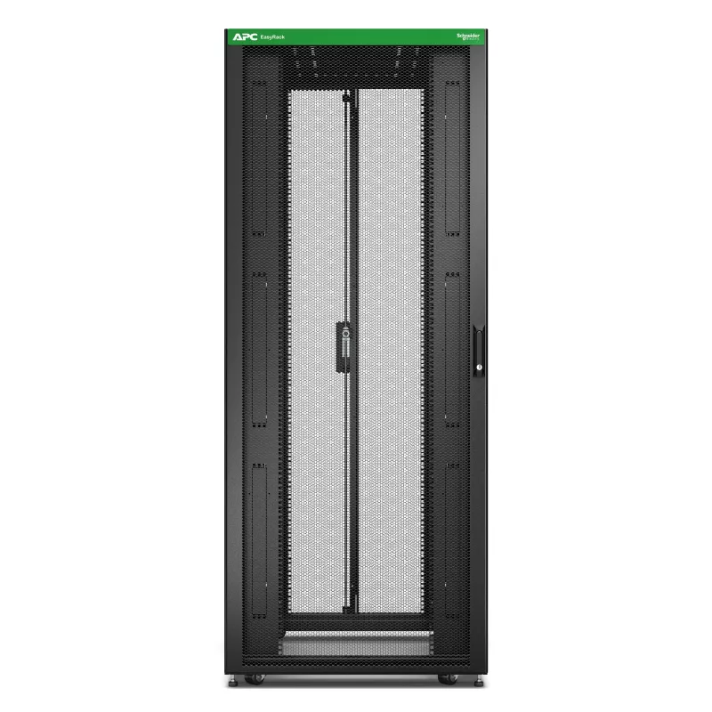 APC Easy Rack 42U stovas juodas su stogu, ratukais, kojelėmis, 4 kronšteinais ir šoninėmis plokštėmis, be dugno, 1991x800x1000 mm