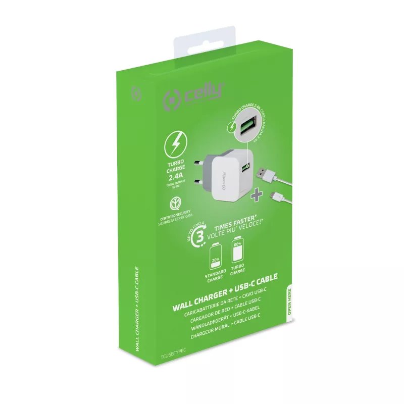 Celly TCUSBTYPEC universalus mobiliojo įrenginio kroviklis, baltas, USB