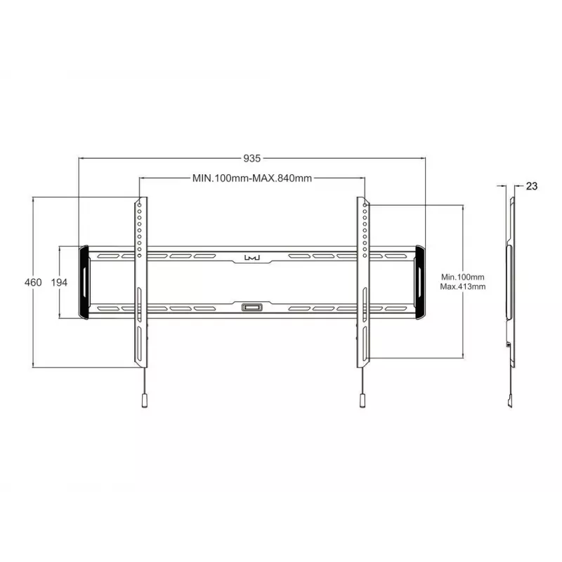 Multibrackets M Universal Wallmount Fixed Large Juoda – sieninis laikiklis televizoriui