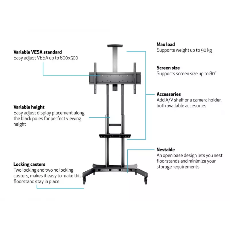 Multibrackets M Public Floorstand Basic 180 stovas su lentyna ir kameros laikikliu