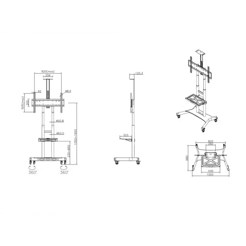 Multibrackets M Public Floorstand Basic 180 stovas su lentyna ir kameros laikikliu