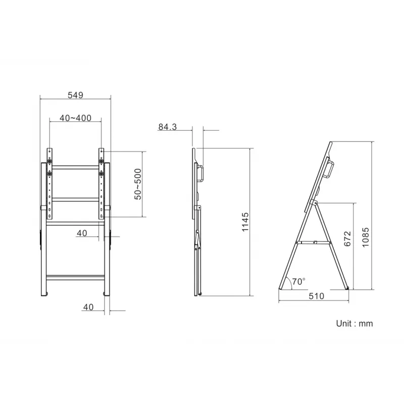 Multibrackets M Tilt and Roll Easel mobilus stovas ekranams, juodas, iki 50 kg