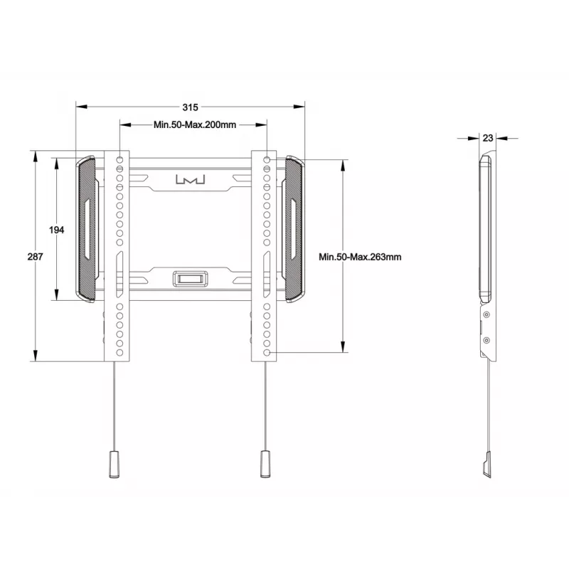 Multibrackets M Universal Wallmount Fixed Small Black – Pritaikomas fiksuotas sieninis laikiklis televizoriui