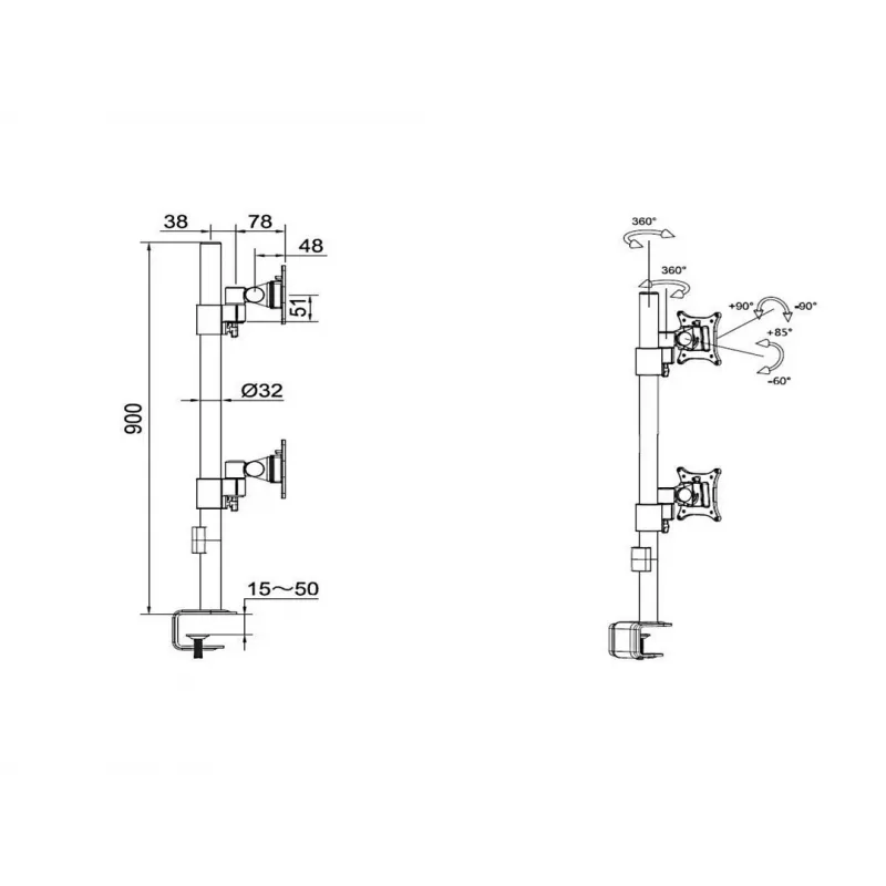 Stalinis laikiklis Multibrackets M VESA Officeline Dual Vertical Black