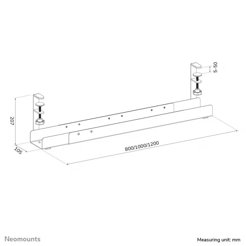 Kabelių dėklas Neomounts ADS07-120BL užsegamas universalus, 120 mm plotis, juodas