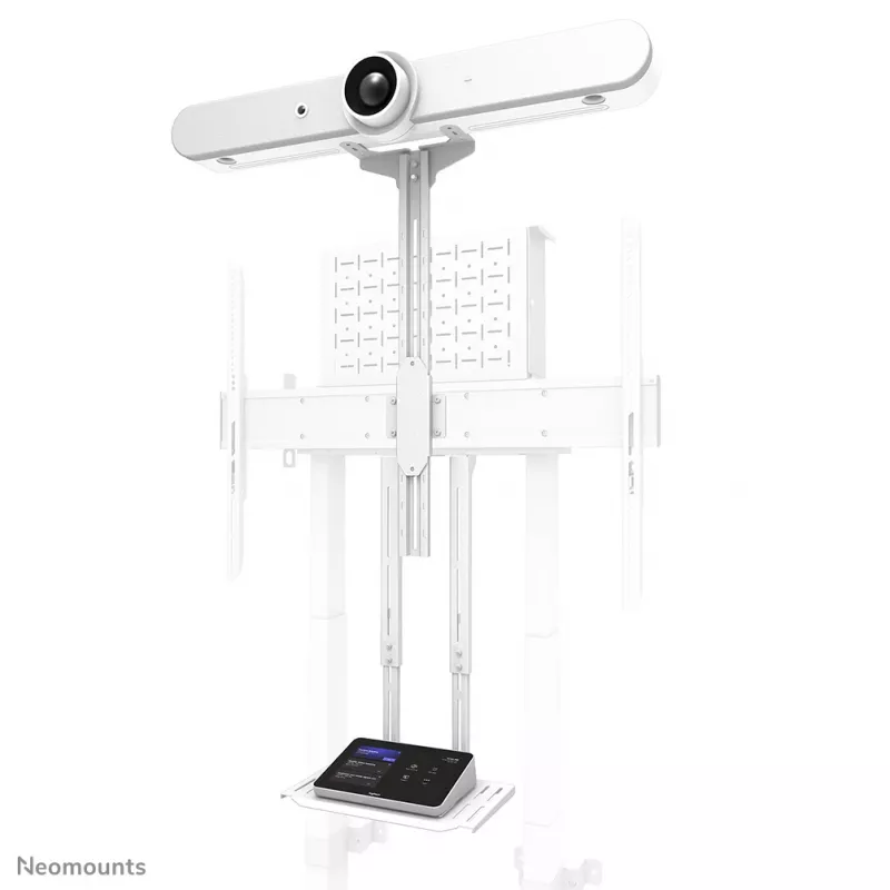 Neomounts AFL-875WH1 „videobar“ ir multimedijos rinkinys, kameros / AV lentyna, su Logitech Rally Bar (Mini) adapteriu, maks. 9 kg, plienas, balta