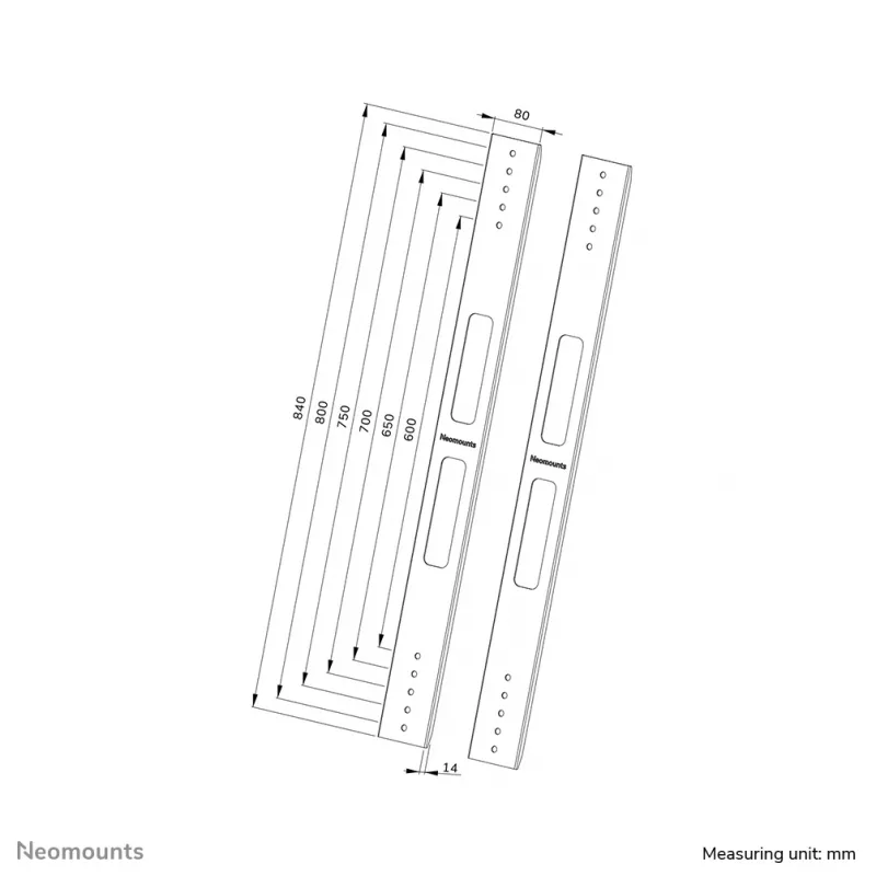 Prailginimo rinkinys Neomounts AWL-250BL18 VESA 400x600 800x800