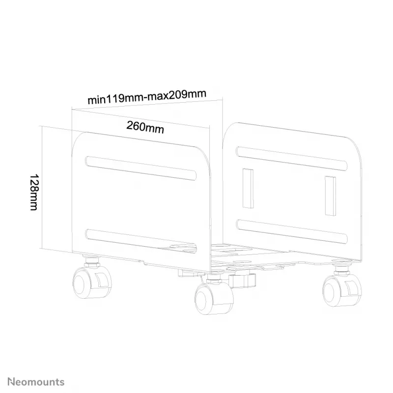 Neomounts CPU-M100BLACK laikiklis sisteminiam blokui po stalu – iki 10 kg – universalus