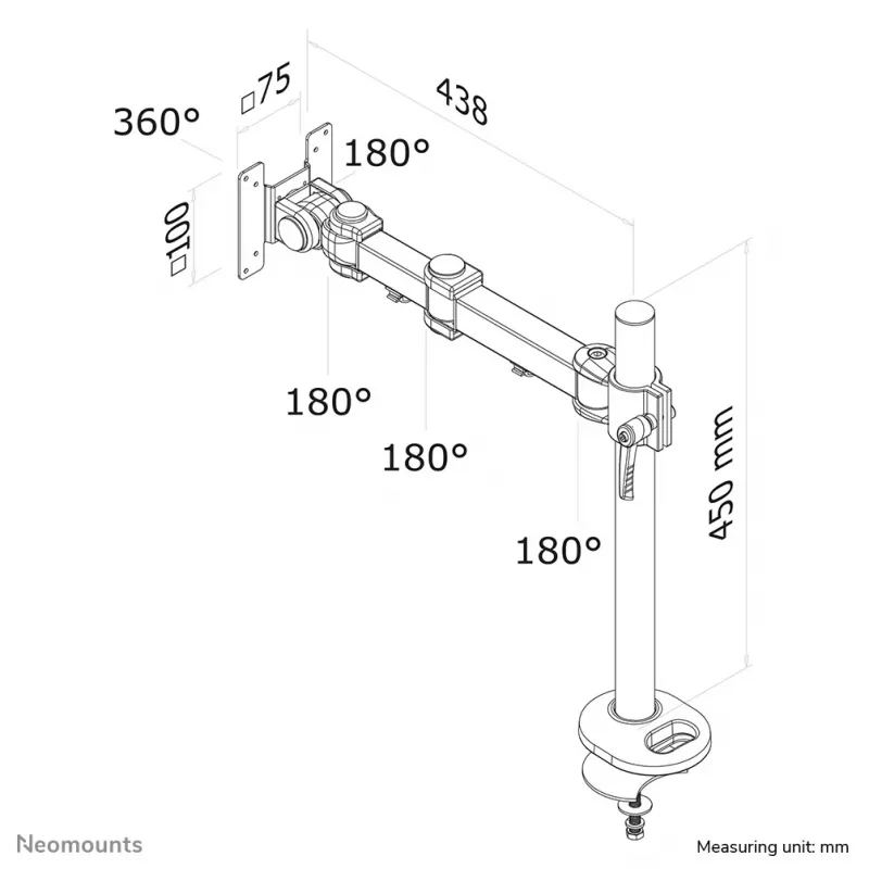 Neomounts FPMA-D960G monitorio rankena 10-30 colių