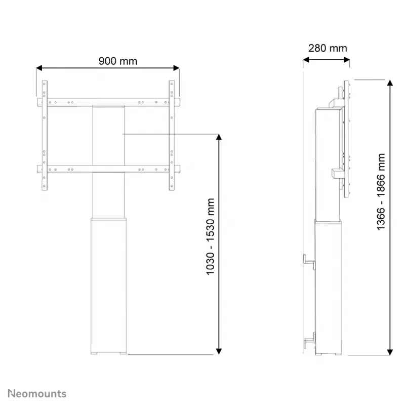 Neomounts PLASMA-W2250SILVER televizoriaus grindinis stovas 42-100 colių – sieninis – motorizuotas