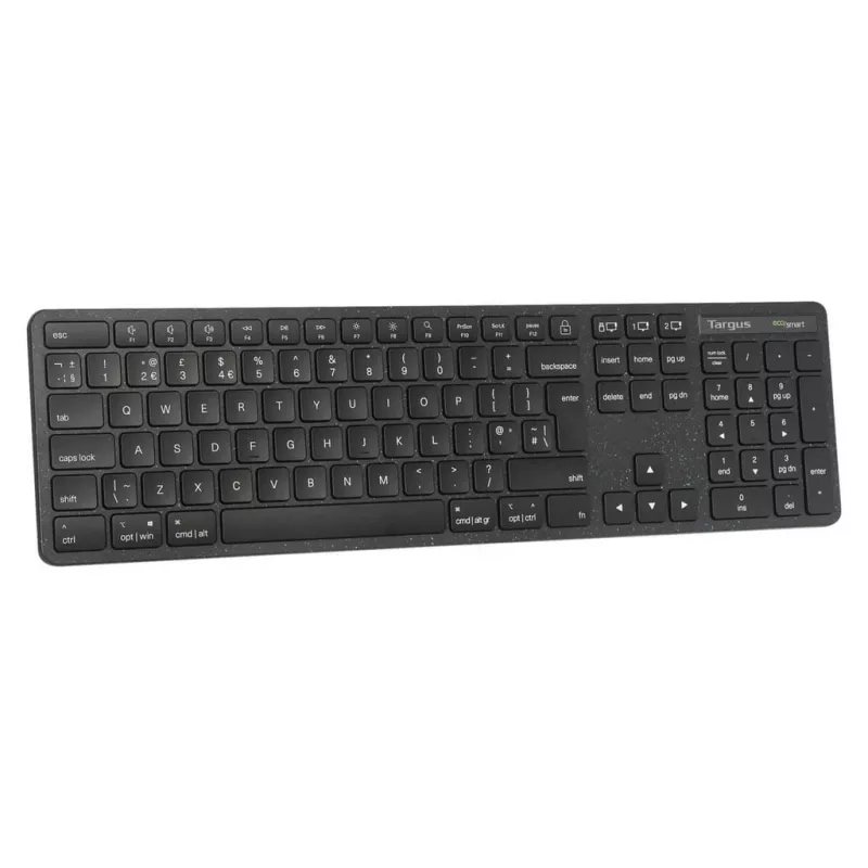 Targus EcoSmart AKB873NO belaidė klaviatūra RF Wireless + Bluetooth QWERTY Nordic juoda