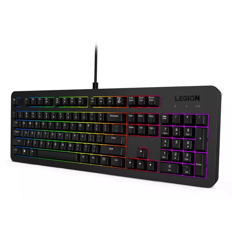 Pilno dydžio žaidimų klaviatūra Lenovo K310, laidas 1,8 m, USB, JAV anglų, RGB foninis apšvietimas, juoda