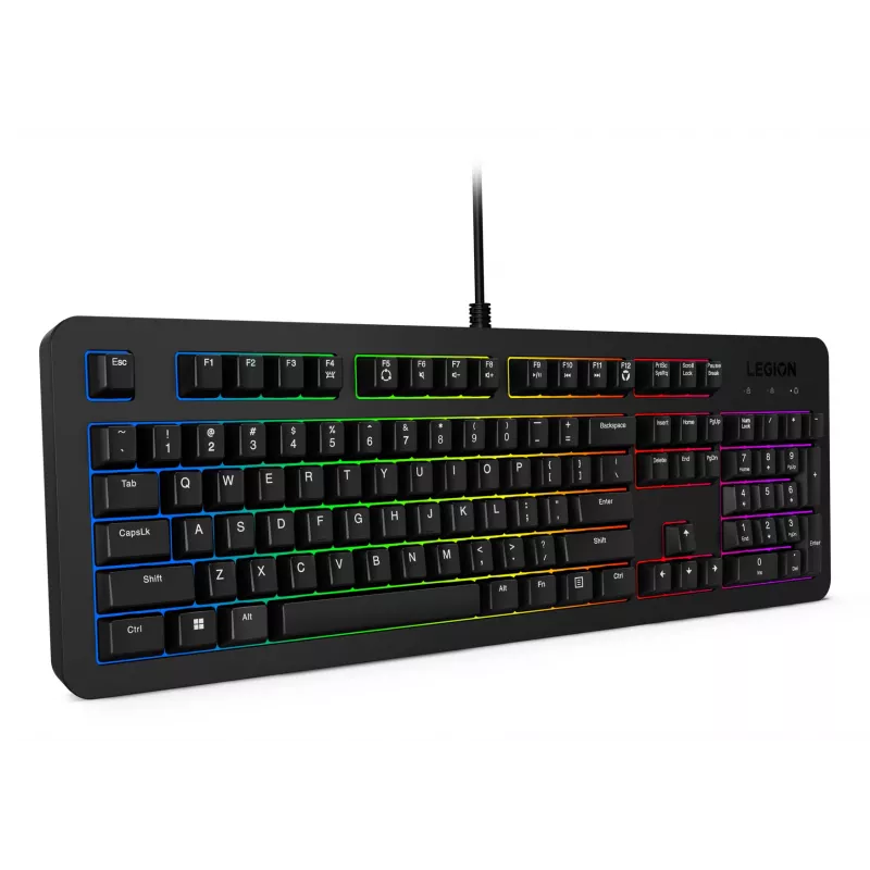 Pilno dydžio žaidimų klaviatūra Lenovo K310, laidas 1,8 m, USB, JAV anglų, RGB foninis apšvietimas, juoda