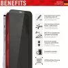 Displex apsauginis stiklas su privatumo filtru (10H) Apple iPhone 13/13 Pro/14/16e/17e, Eco montavimo rėmelis