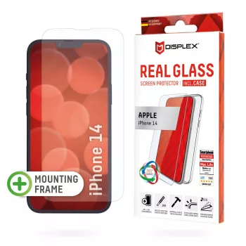 Displex Screen Protector (10H) + Dėklas Apple iPhone 14, Eco montavimo rėmelis, Grūdintas stiklas, Atsparus įbrėžimams