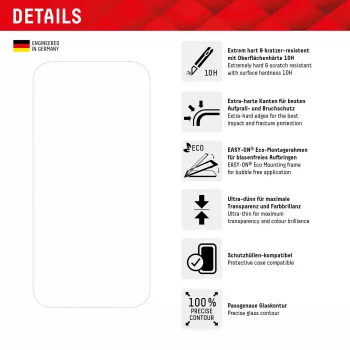Displex Screen Protector + Dėklas Apple iPhone 15, Eco Montavimo Rėmelis, Atsparus Įbrėžimams